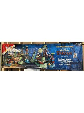 Vintage 2000 McDonalds Banner 8 x 30 Happy Meals Disney Toys Tarzan Movie VHS